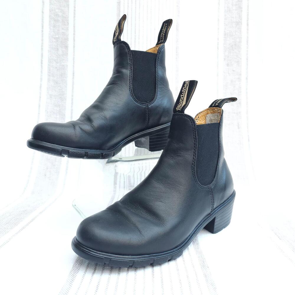 Blundstone Chelsea Boots 1671 Womens Size 6.5 Black Leather Pull On Block Heel
